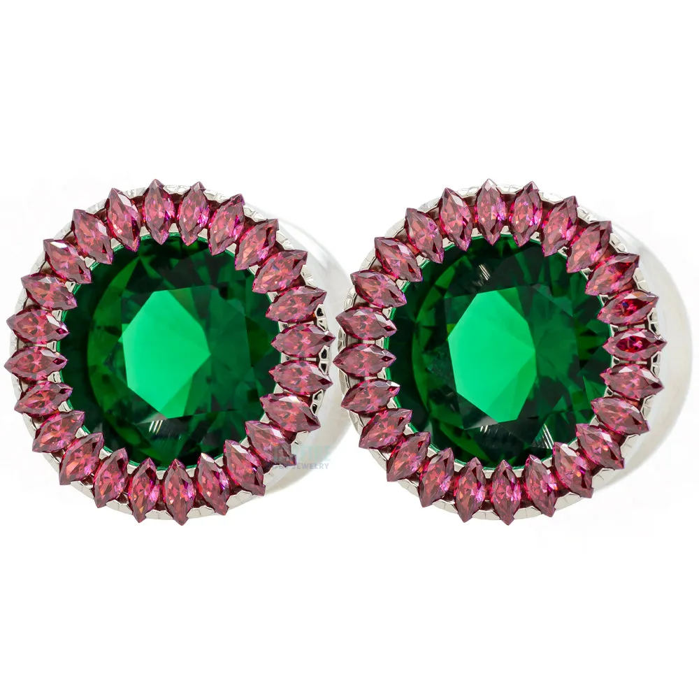 Super Marquise Plugs ( Eyelets ) with Emerald & Red - Holiday Collection