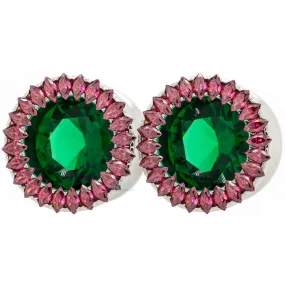 Super Marquise Plugs ( Eyelets ) with Emerald & Red - Holiday Collection