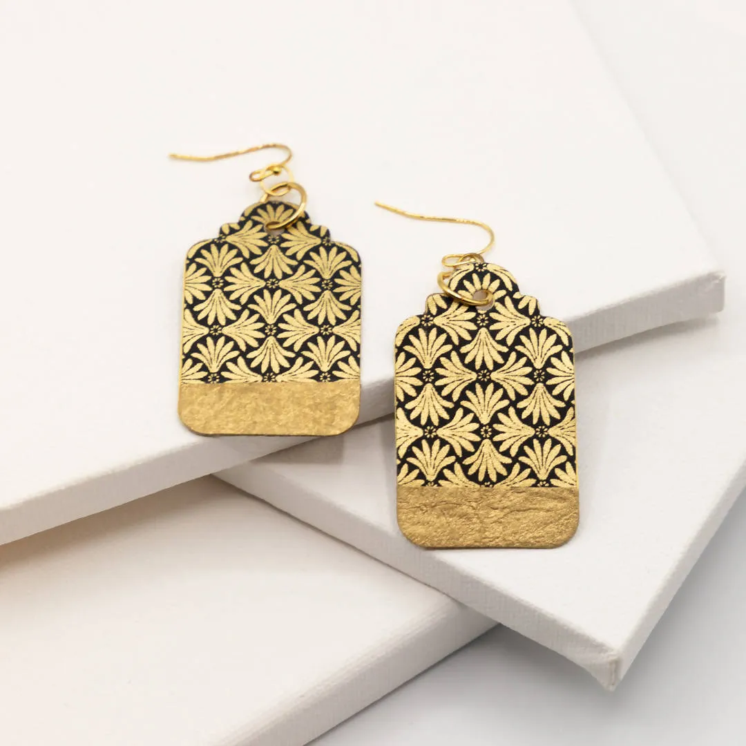 Susan Twining Creations - Gold and Black Japanese Palm Earrings