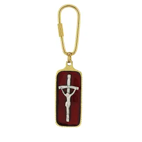 Symbols Of Faith Red Enamel Papal Crucifix Carabiner Key Chain