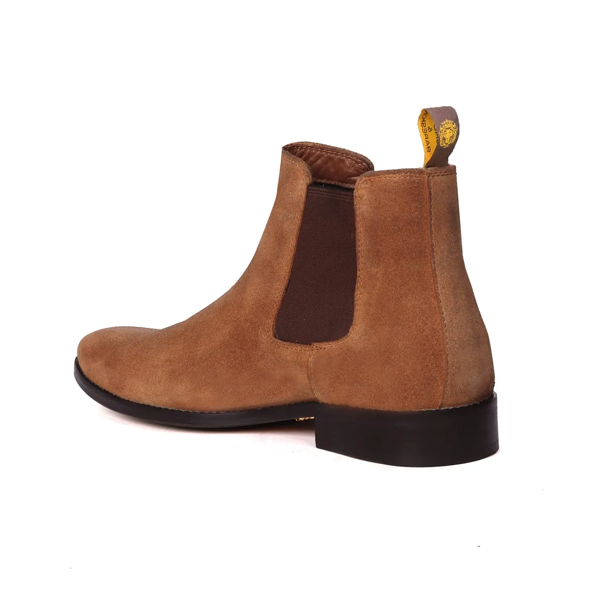 Tan Suede Leather Chelsea Boots with Leather Sole