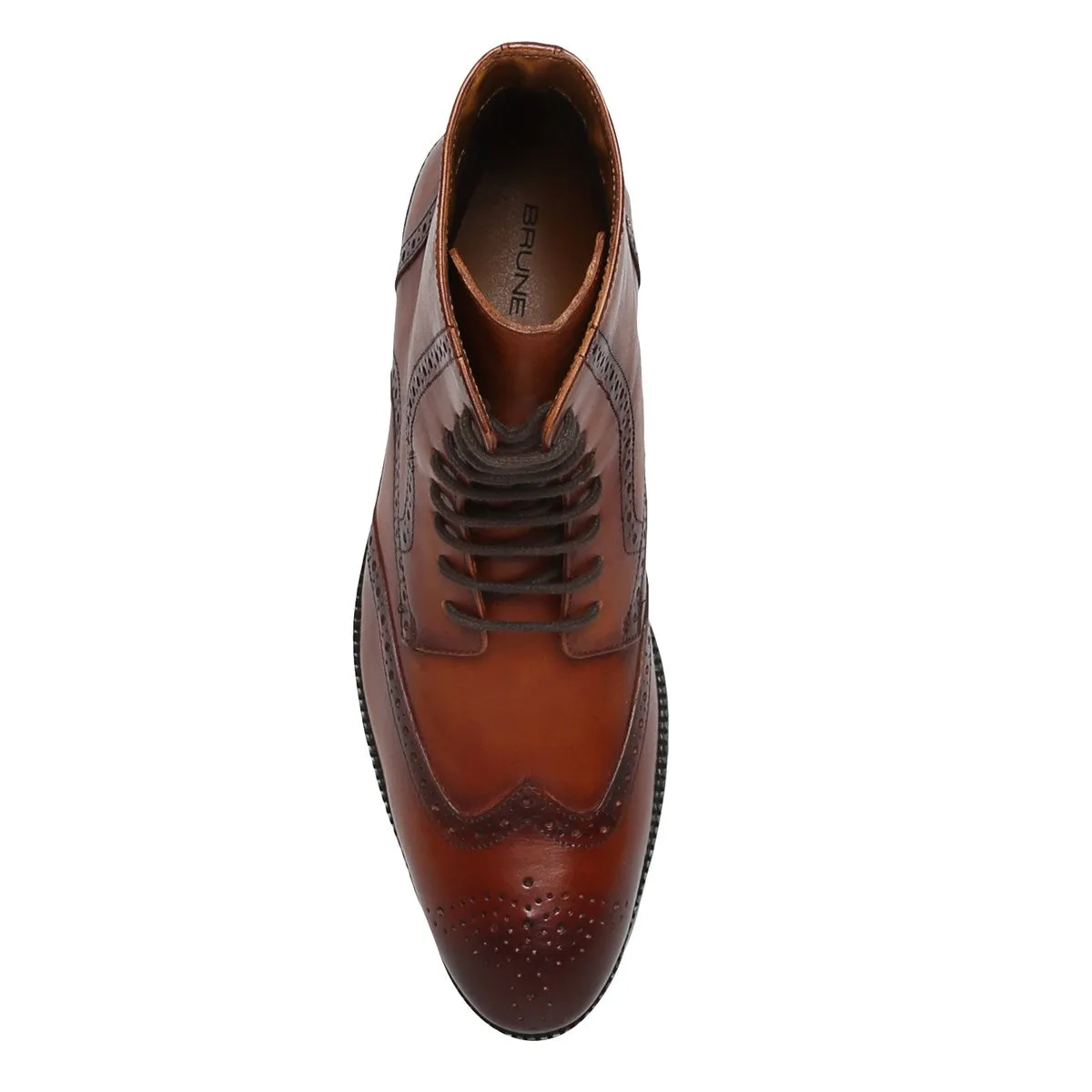 Tan Wingtip Brogue Formal Leather Boots By Brune & Bareskin