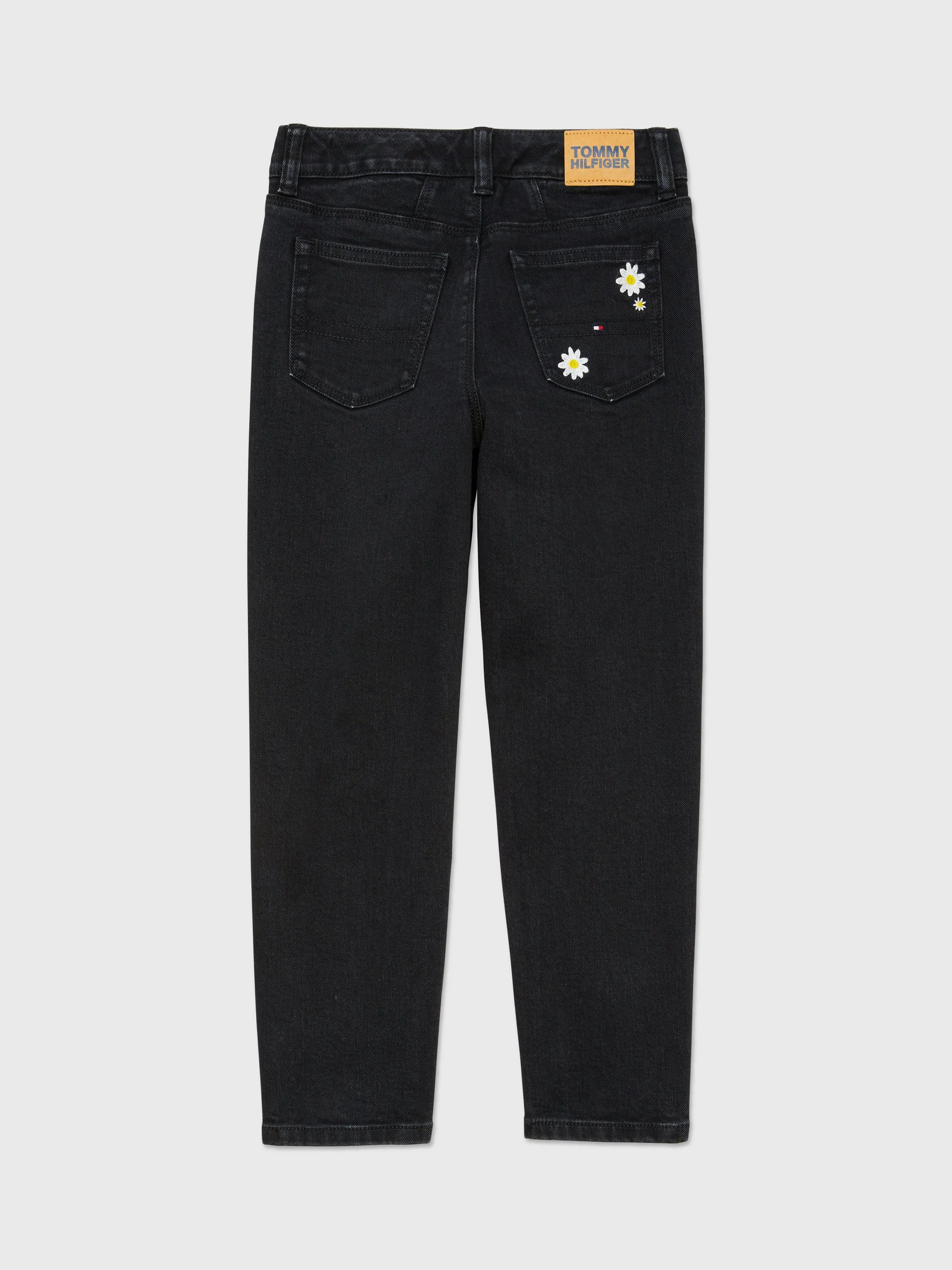 Tapered Flower Jeans (Girls) - Black Denim