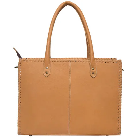 The Design Edge Caracas Tan and White Cowhide Tote Bag