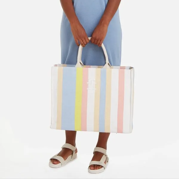 Tommy Hilfiger Beach Striped Cotton-Blend Tote Bag