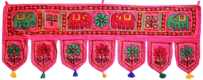 Traditional Indian Door Decor Hanging Toran Window Valance (Pink, 34 x 13 inches)