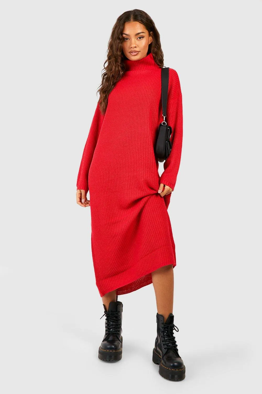 Turtleneck Knitted Midi Dress