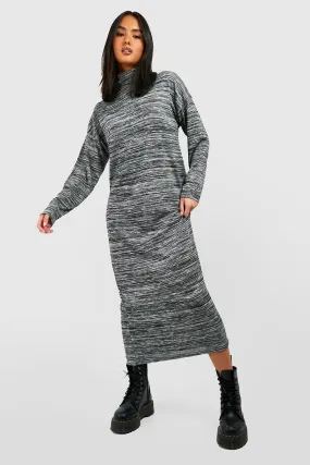 Turtleneck Marble Oversized Midi Dress