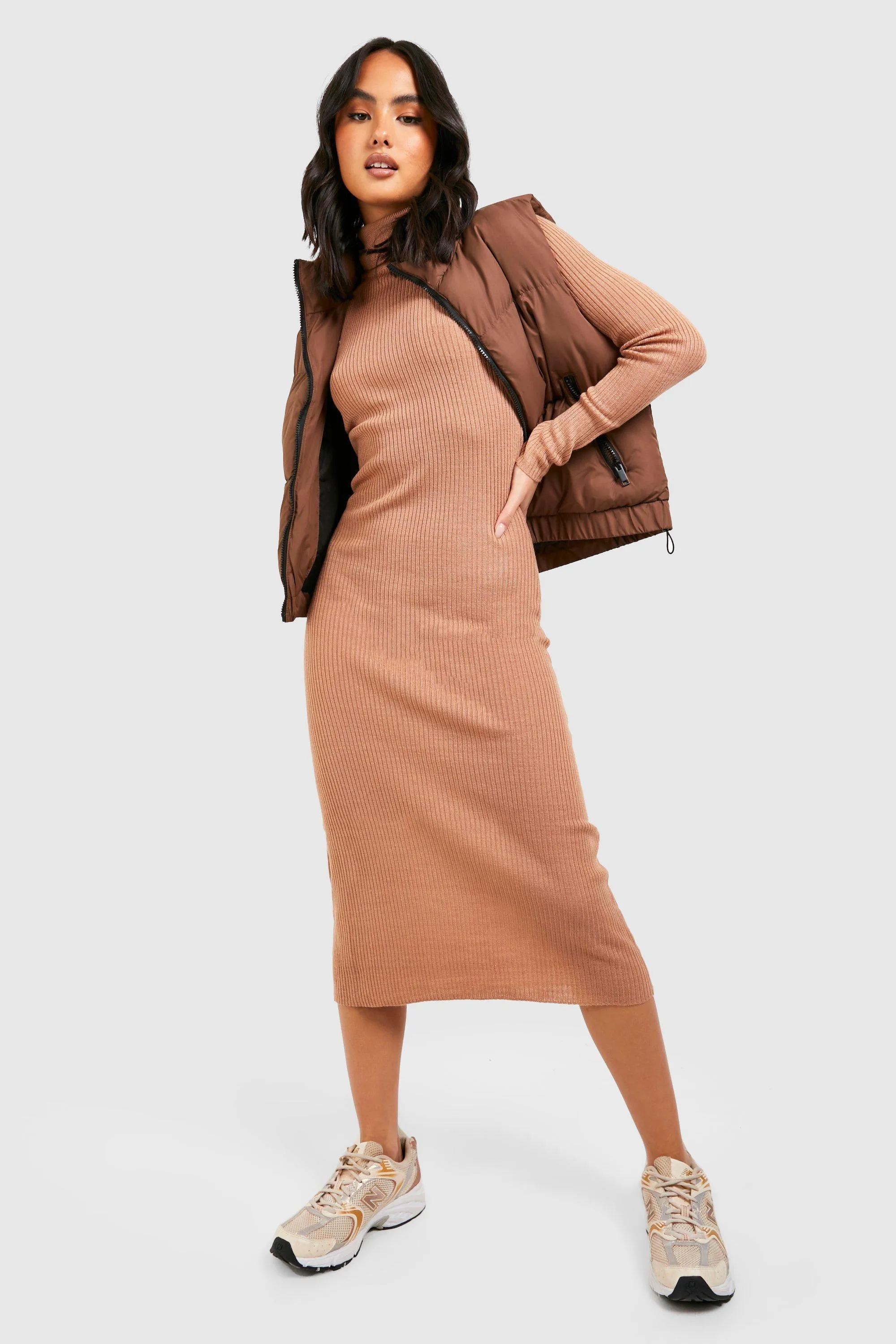 Turtleneck Midi Knitted Dress