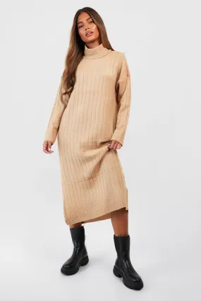 Turtleneck Oversized Rib Knit Dress