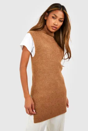 Turtleneck Rib Kntted Longline Tank