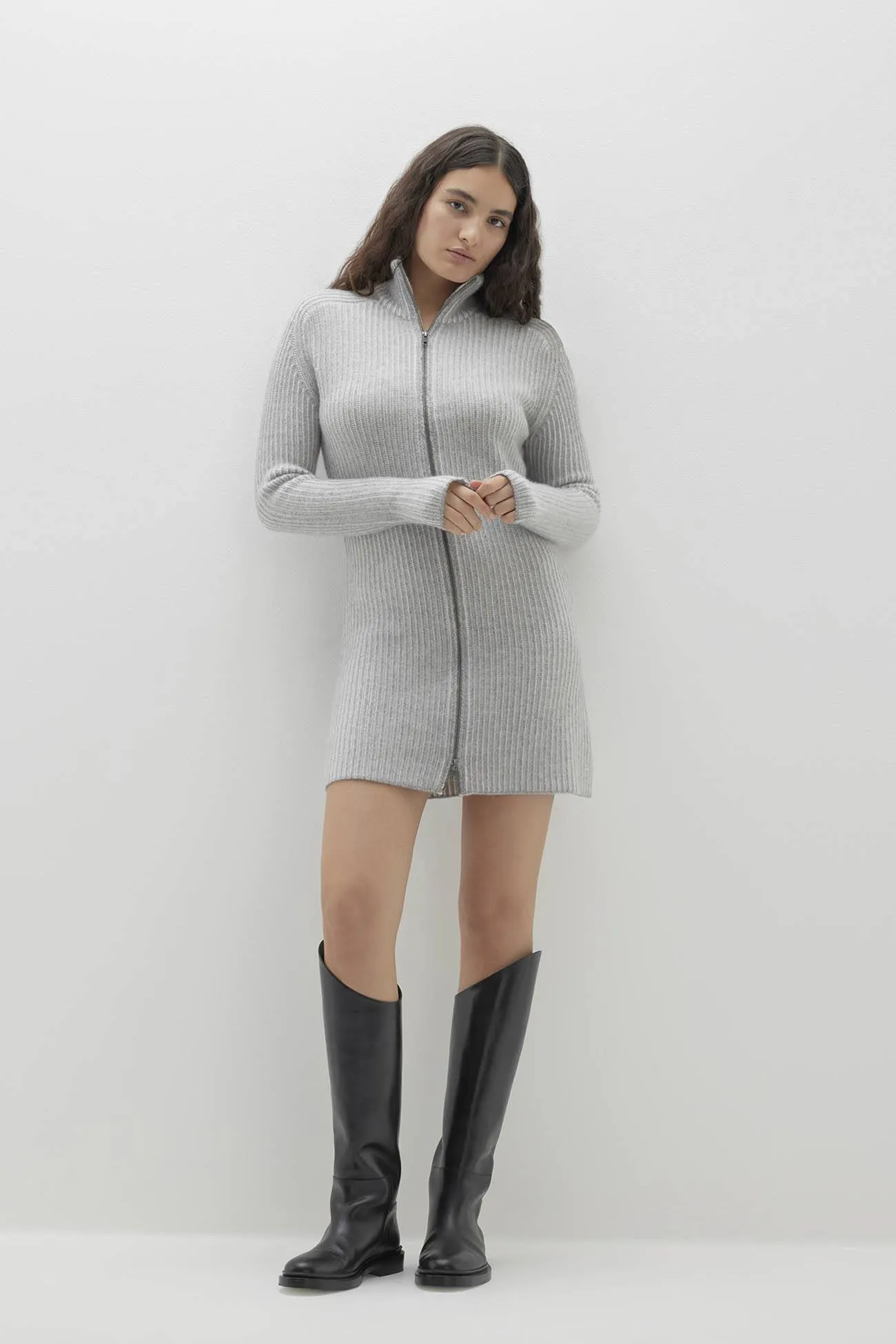 TYRA ZIP-UP CASHMERE SWEATER DRESS