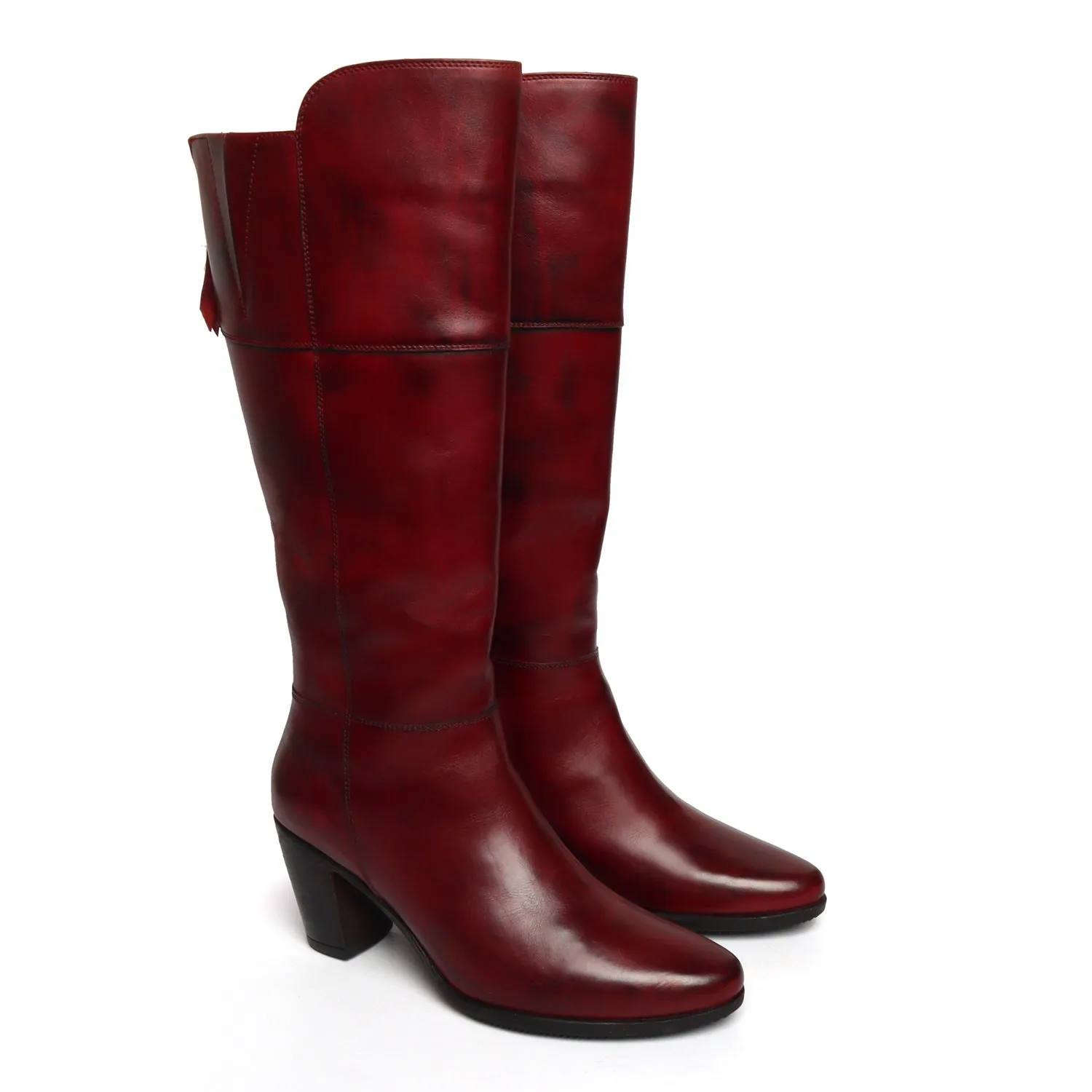 Wine Knee Height Back Zip Ladies Boots By BRUNE & BARESKIN