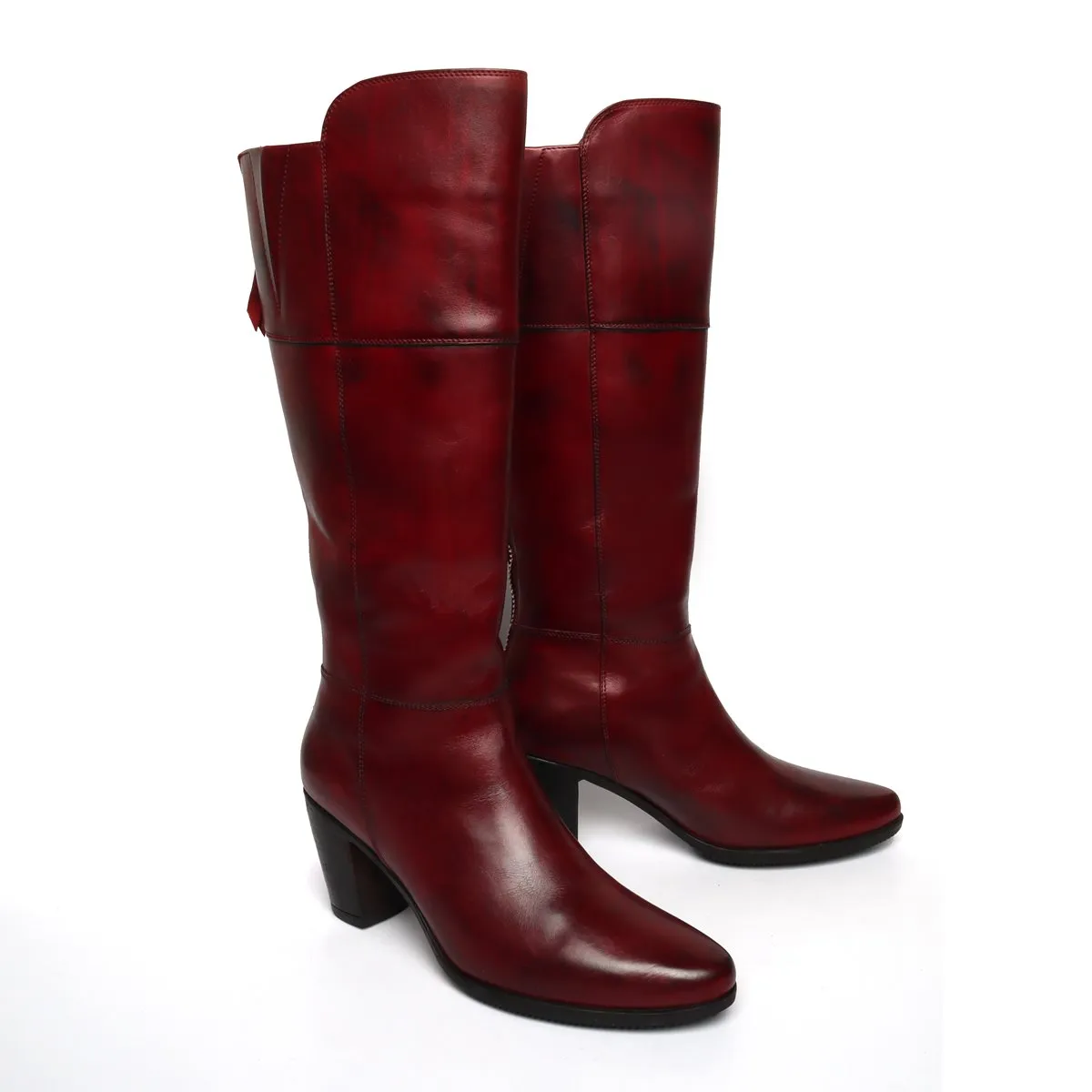 Wine Knee Height Back Zip Ladies Boots By BRUNE & BARESKIN