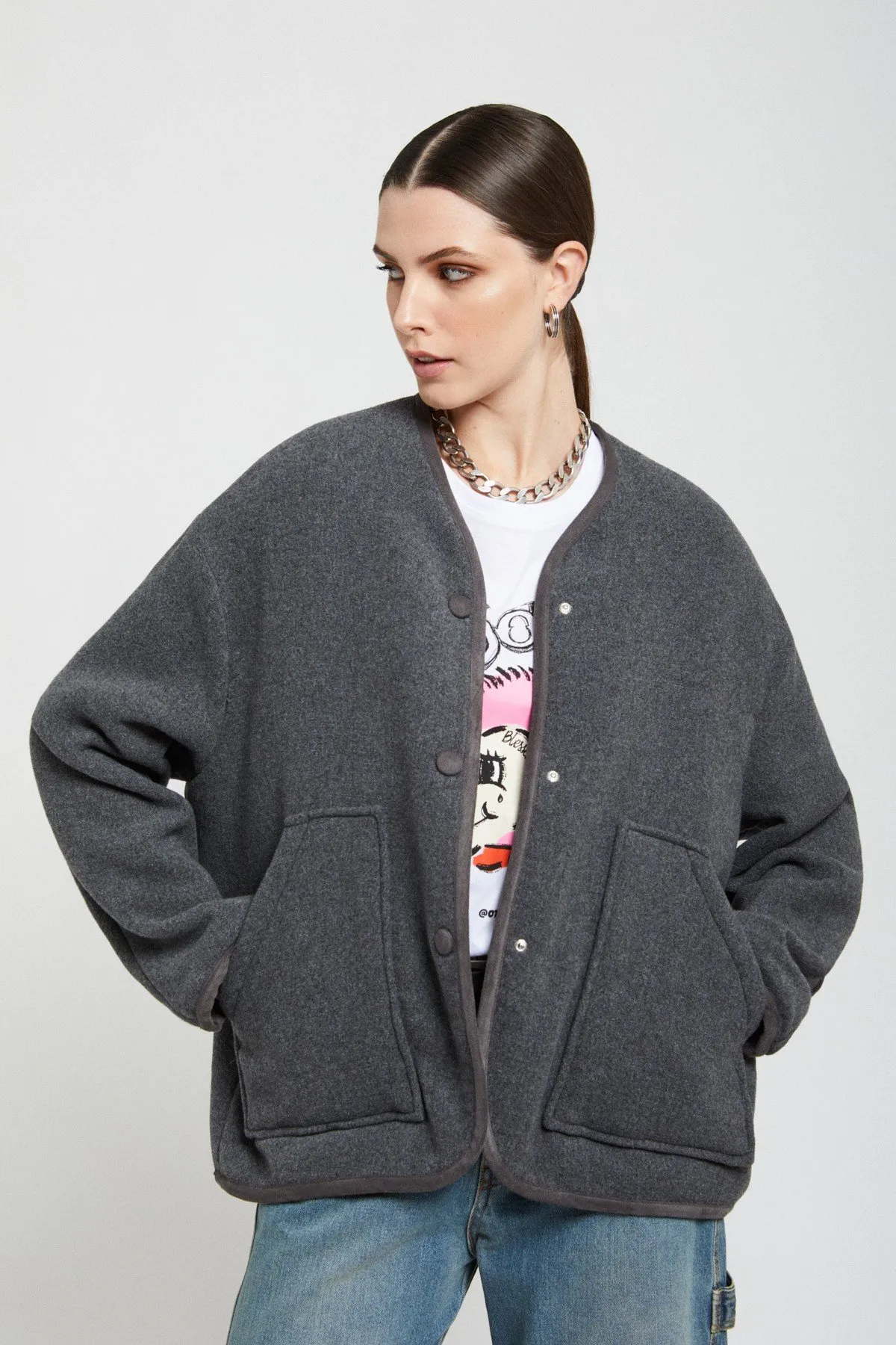 Wool-blend bomber jacket