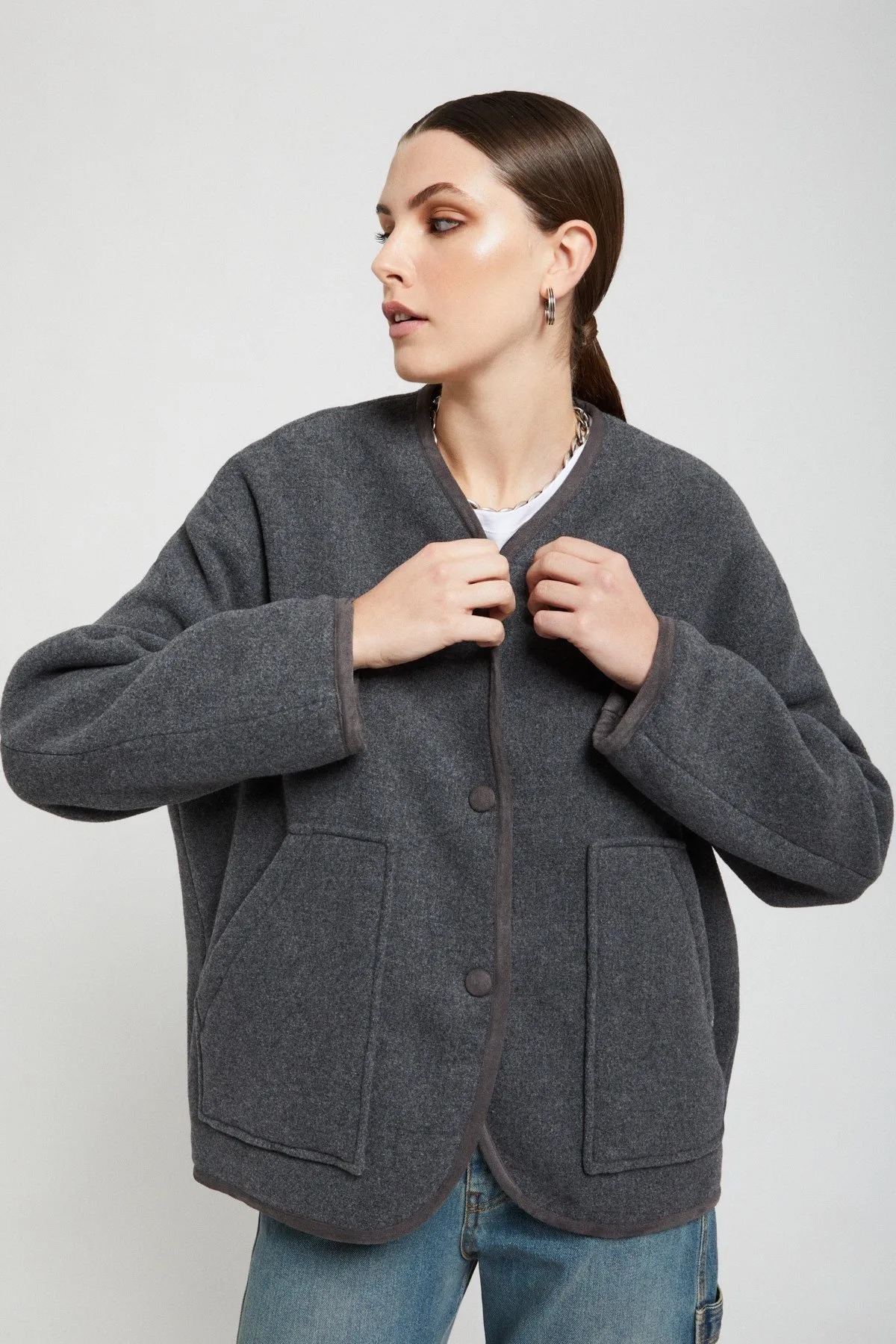 Wool-blend bomber jacket