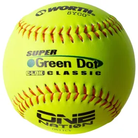 Worth One Nation Super Green Dot 11 40/325 Composite Slowpitch Softballs: ON11CY